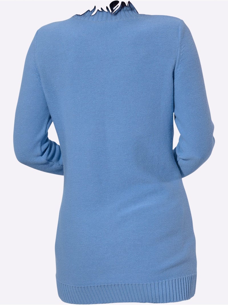 Pull Long Pur Coton - Taille Standard - Witt Bleu ciel - Kiabi