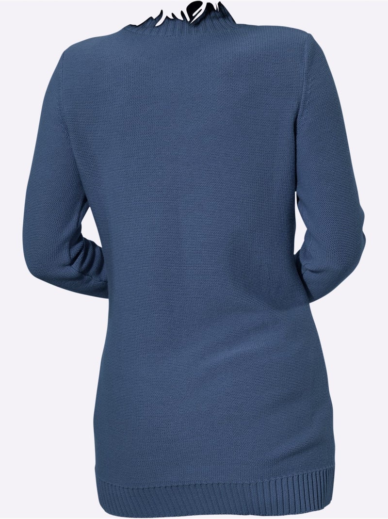 Pull Long Pur Coton - Taille Standard - Witt Bleu jean - Kiabi