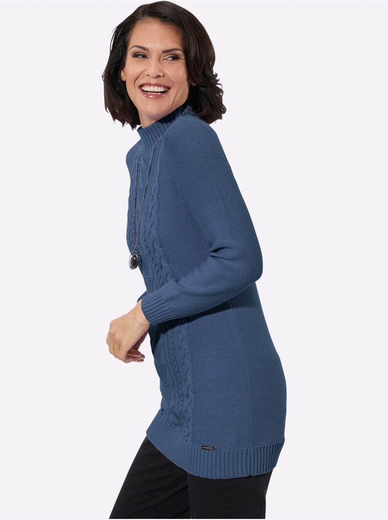 Pull Long Pur Coton - Taille Standard - Witt Bleu jean - Kiabi