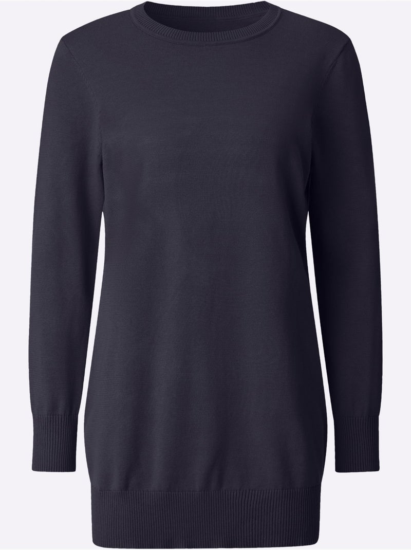 Pull Long Pur Coton - Taille Standard - Witt Bleu marine - Kiabi