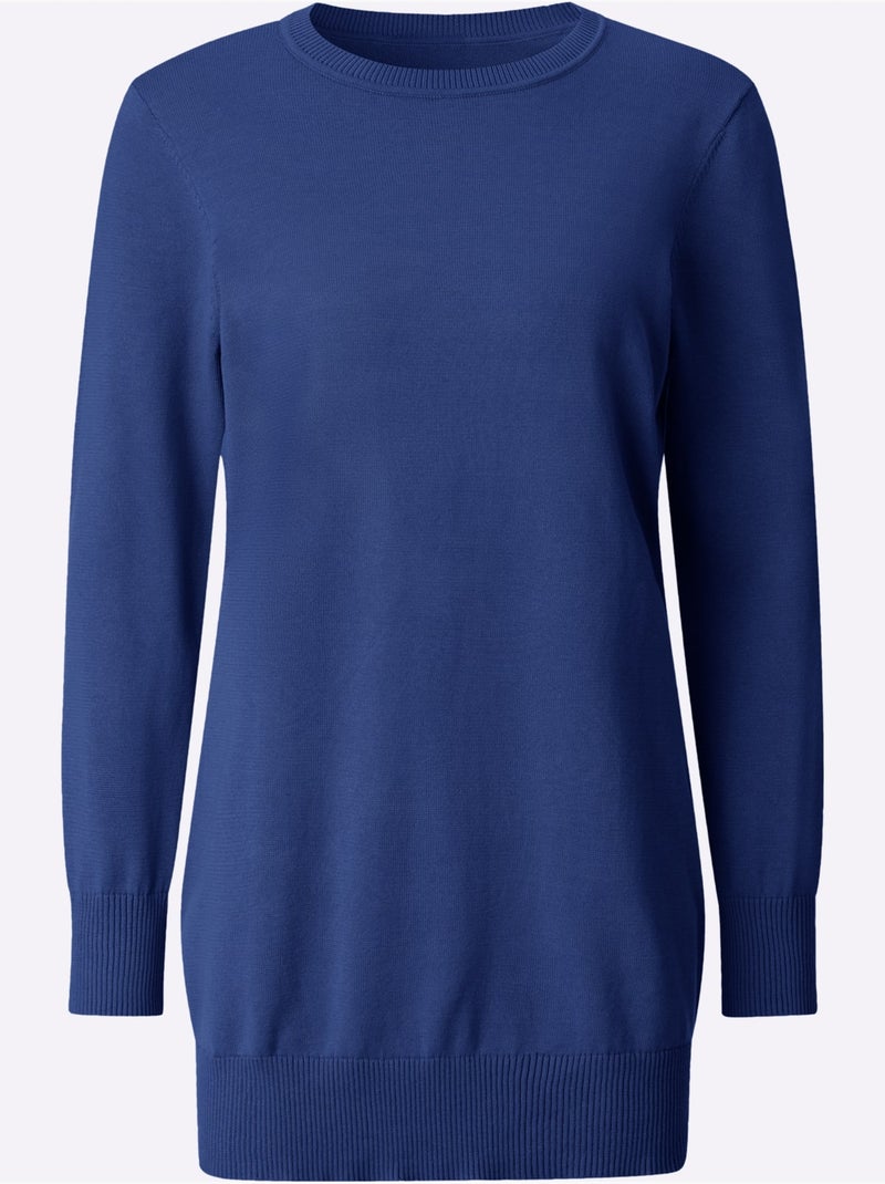 Pull Long Pur Coton - Taille Standard - Witt Bleu roi - Kiabi