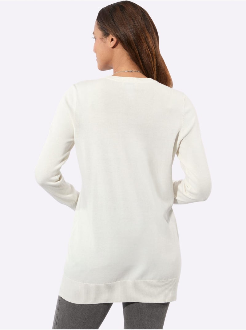 Pull Long Pur Coton - Taille Standard - Witt Ecru - Kiabi