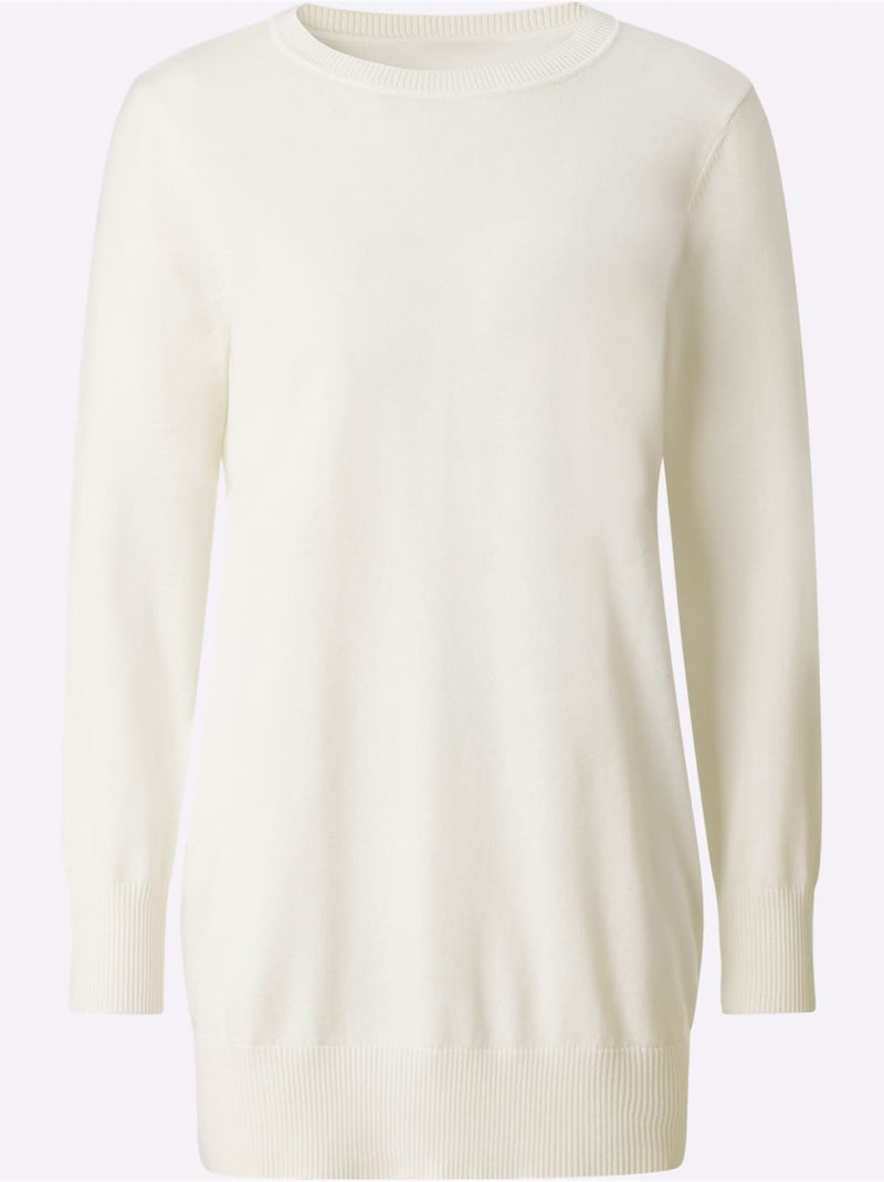 Pull Long Pur Coton - Taille Standard - Witt Ecru - Kiabi