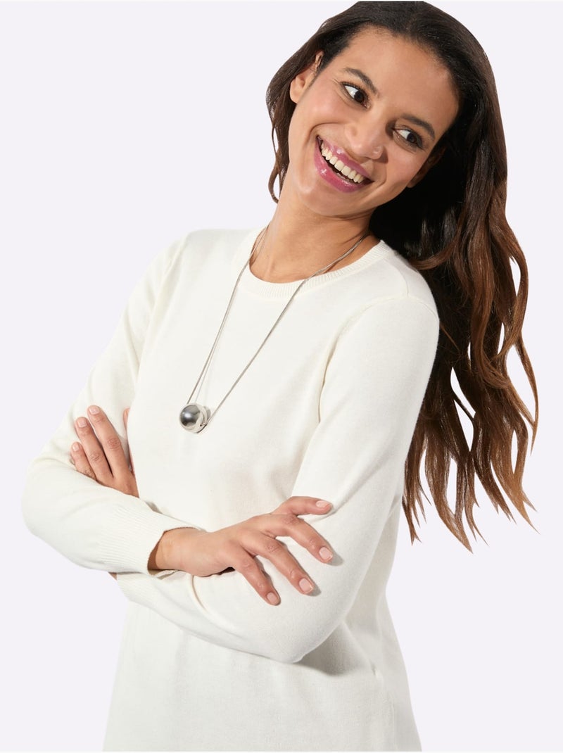 Pull Long Pur Coton - Taille Standard - Witt Ecru - Kiabi