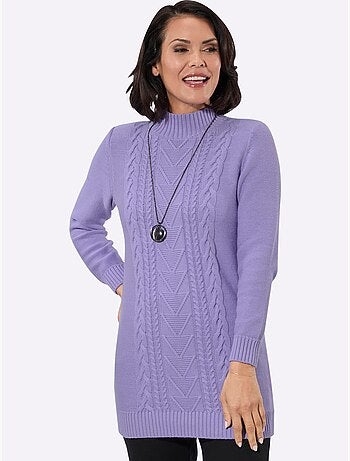 Pull Long Pur Coton - Taille Standard - Witt