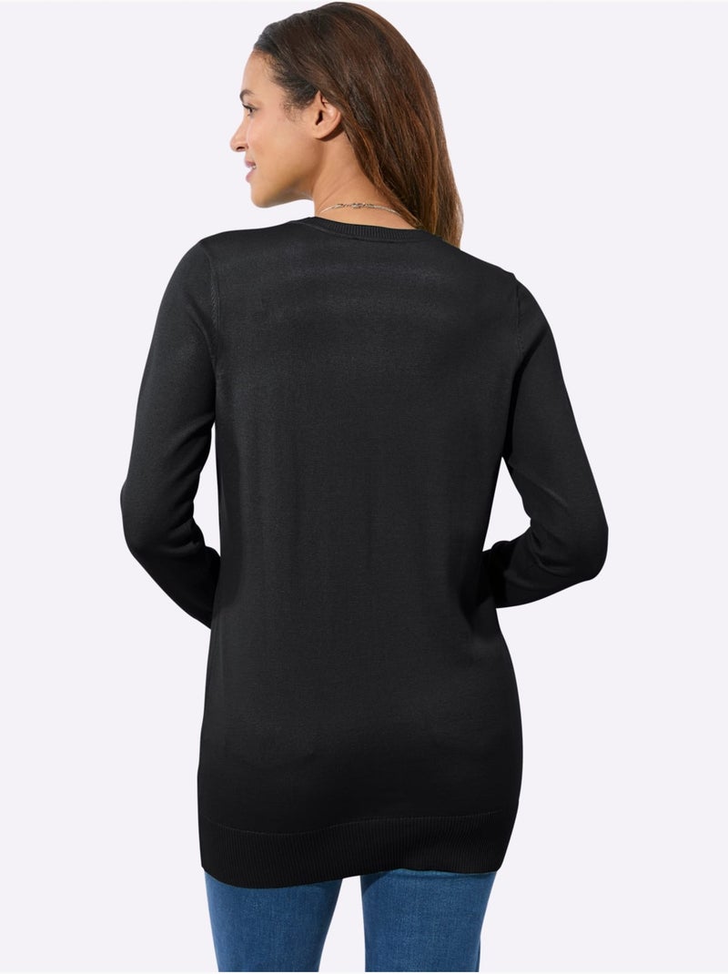 Pull Long Pur Coton - Taille Standard - Witt Noir - Kiabi