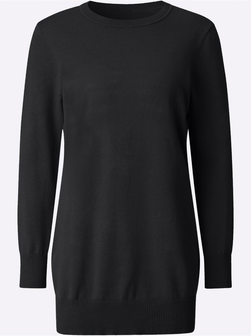 Pull Long Pur Coton - Taille Standard - Witt Noir - Kiabi