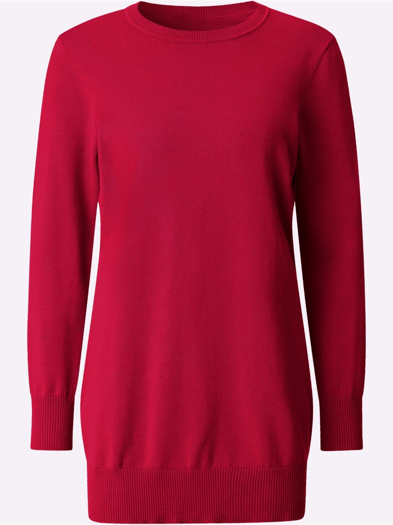 Pull Long Pur Coton - Taille Standard - Witt Rouge - Kiabi