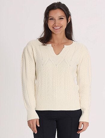 Pull LOUA Ecru Pull plongeant