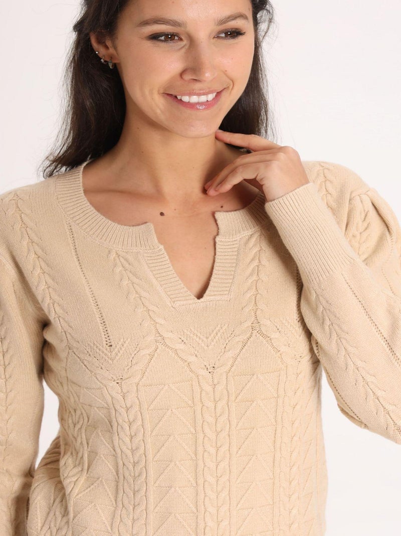 Pull Loua  | Gerard Pasquier Avec Col Plongeant | Gerard Pasquier Camel - Kiabi