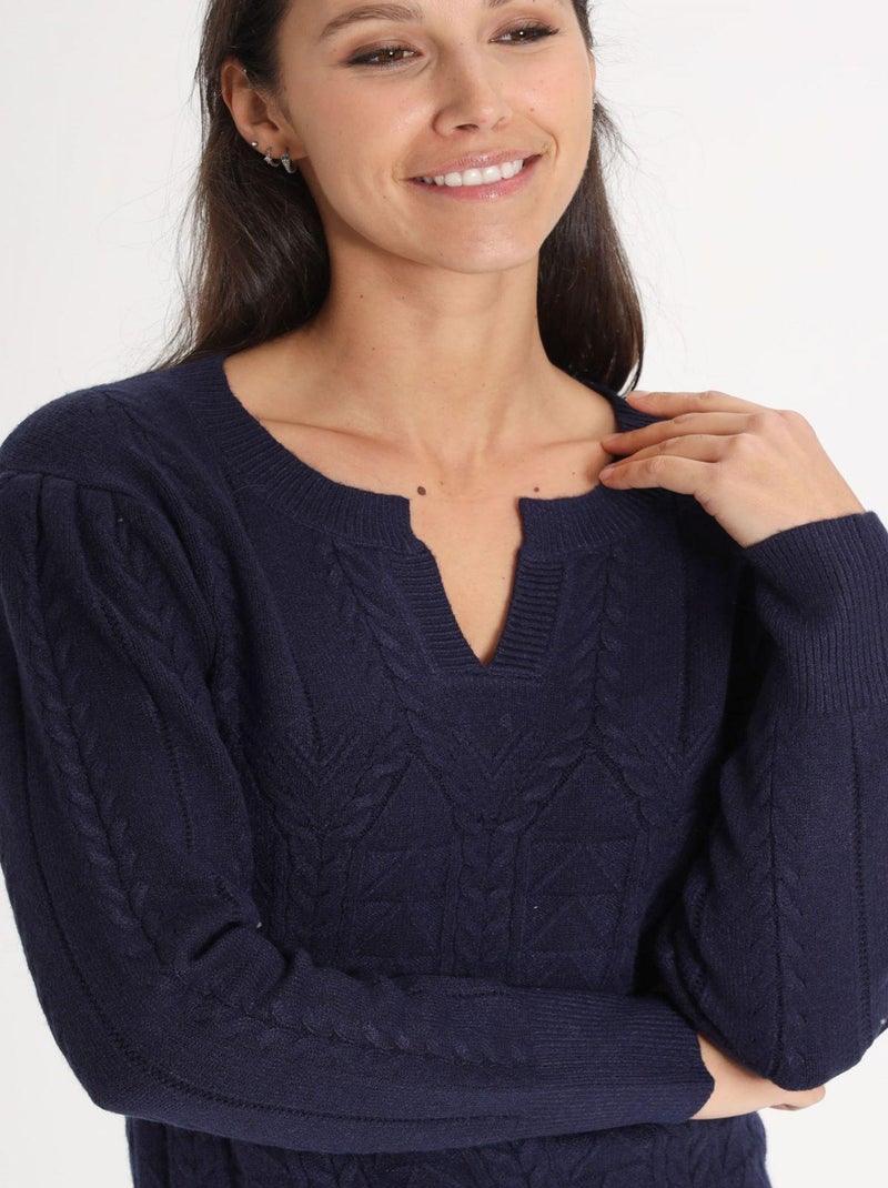 Pull Loua Navy | Gerard Pasquier Avec Col Plongeant | Gerard Pasquier Bleu marine - Kiabi