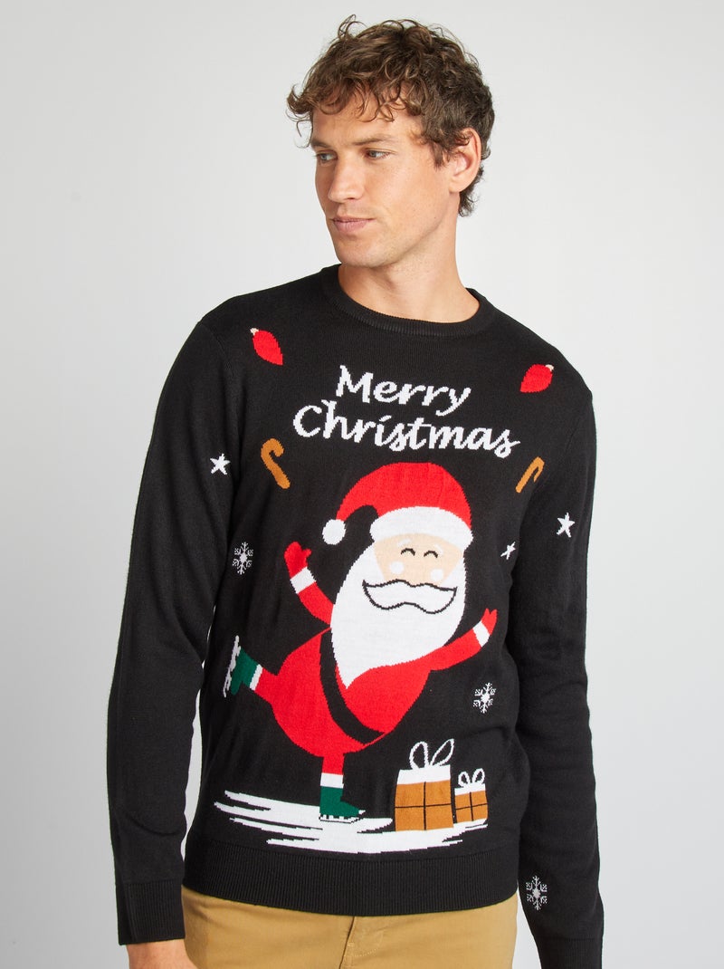 Pull ludique de Noël Noir - Kiabi