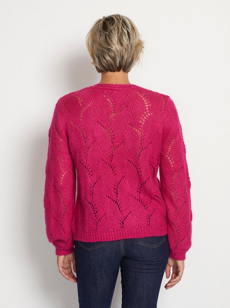 Pull maille ajourée - Afibel Rose fushia - Kiabi