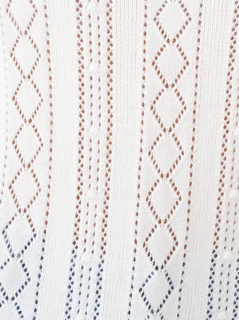 Pull maille ajourée - Damart Blanc cassé - Kiabi