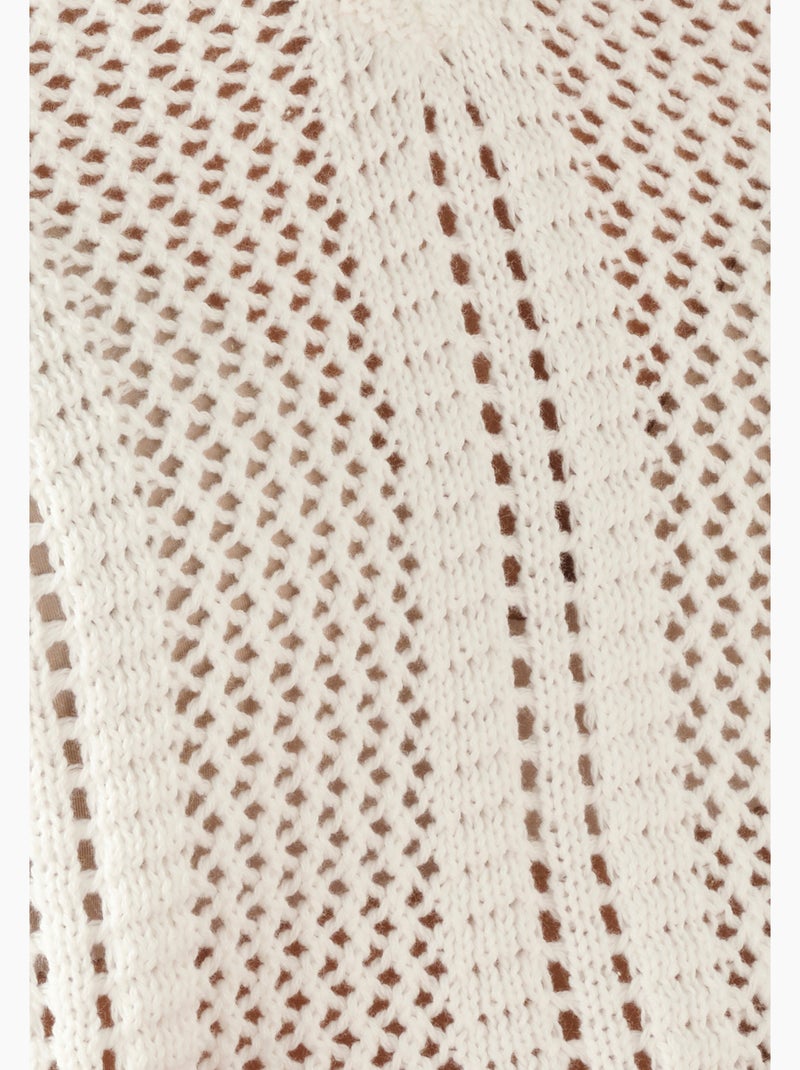Pull maille ajourée - Damart Blanc - Kiabi