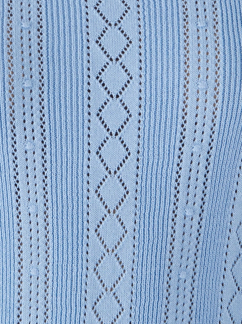 Pull maille ajourée - Damart Bleu ciel - Kiabi