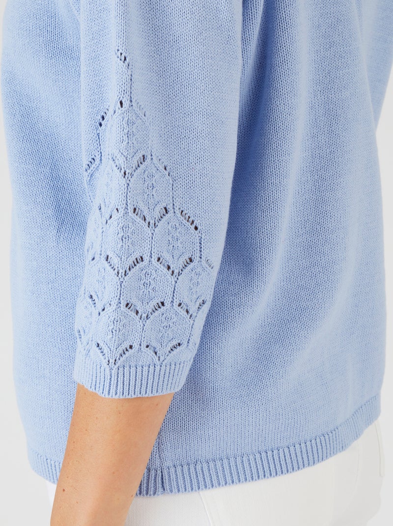Pull maille ajourée - Damart Bleu gris - Kiabi