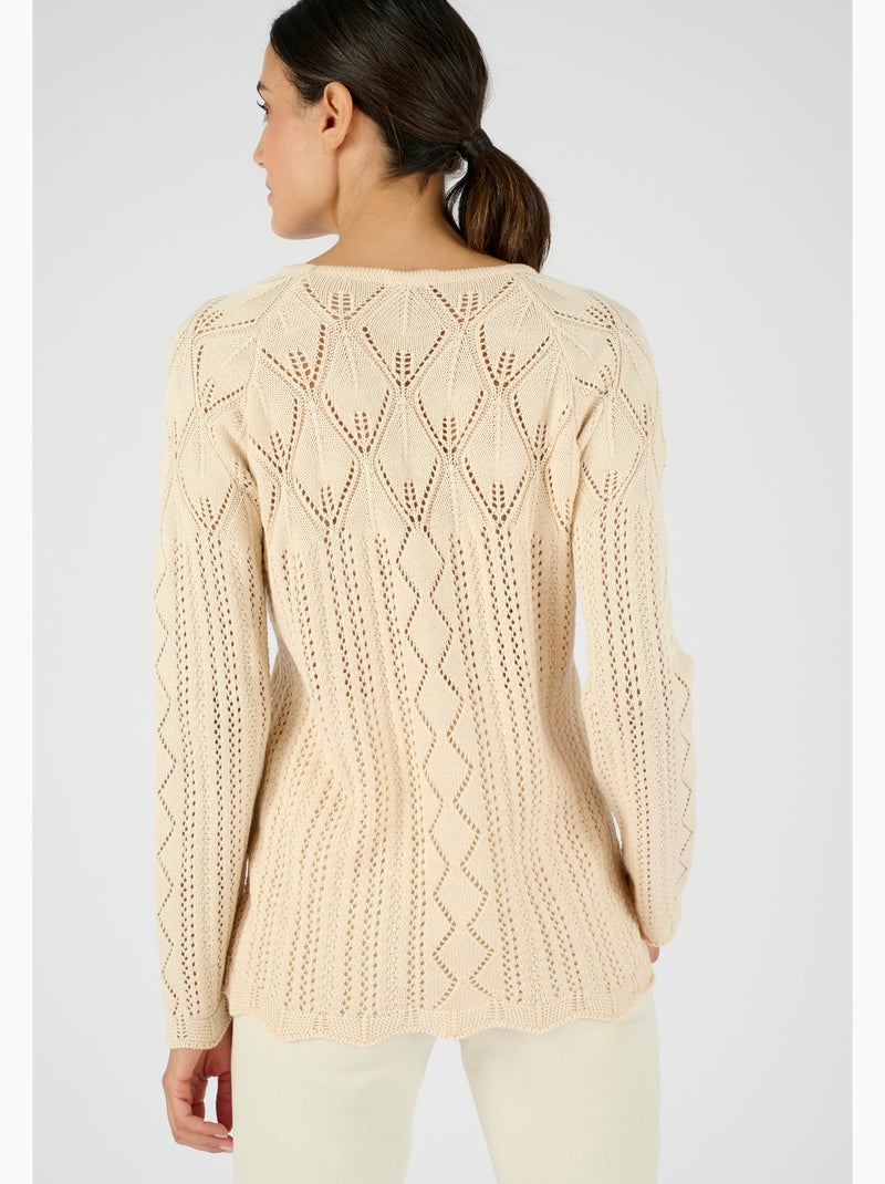 Pull maille ajourée - Damart Marron - Kiabi