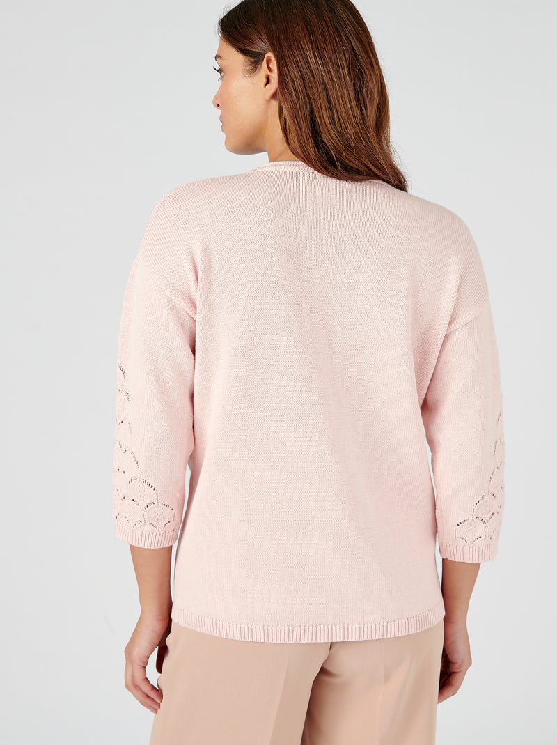 Pull maille ajourée - Damart Rose pâle - Kiabi