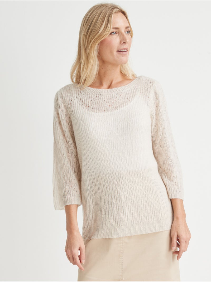 Pull maille ajourée - DAXON Ecru - Kiabi