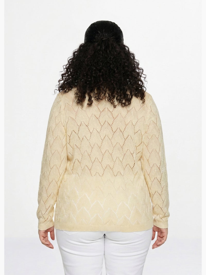 Pull maille ajourée avec fibres recyclées - Afibel Ivoire - Kiabi