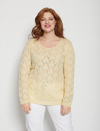 Pull maille ajourée avec fibres recyclées