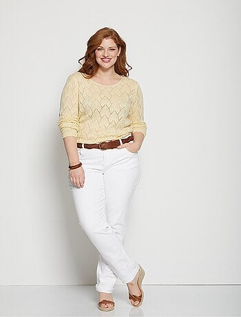 Pull maille ajourée avec fibres recyclées