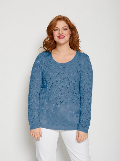 Pull maille ajourée avec fibres recyclées - Kiabi