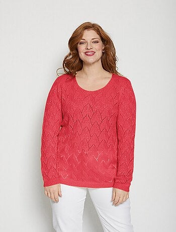 Pull maille ajourée avec fibres recyclées