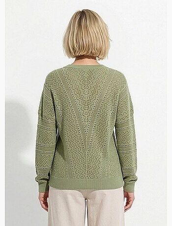 Pull maille ajourée col v - afibel