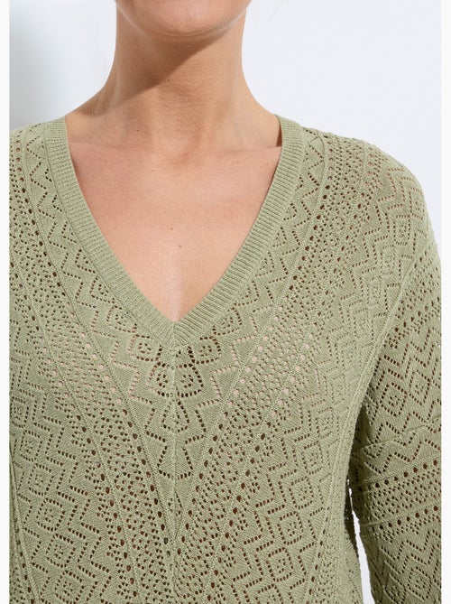 Pull maille ajourée col v - afibel - Kiabi Pull maille ajourée col v - afibel - Kiabi