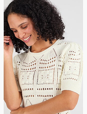 Pull maille ajourée effet crochet - damart