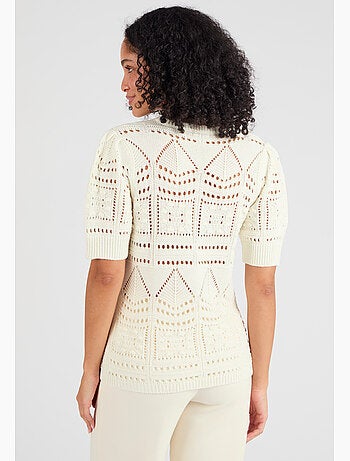Pull maille ajourée effet crochet - damart