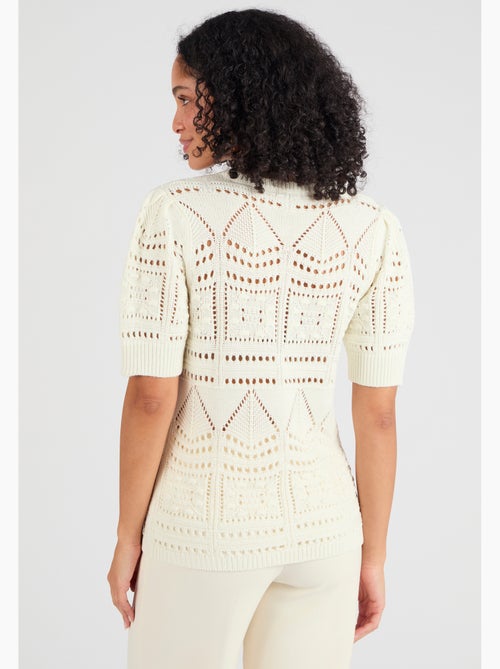 Pull maille ajourée effet crochet - damart - Kiabi Pull maille ajourée effet crochet - damart - Kiabi