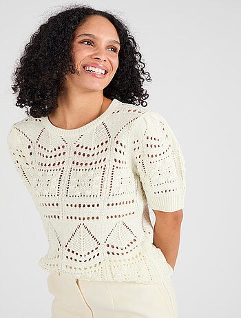 Pull maille ajourée effet crochet - Damart