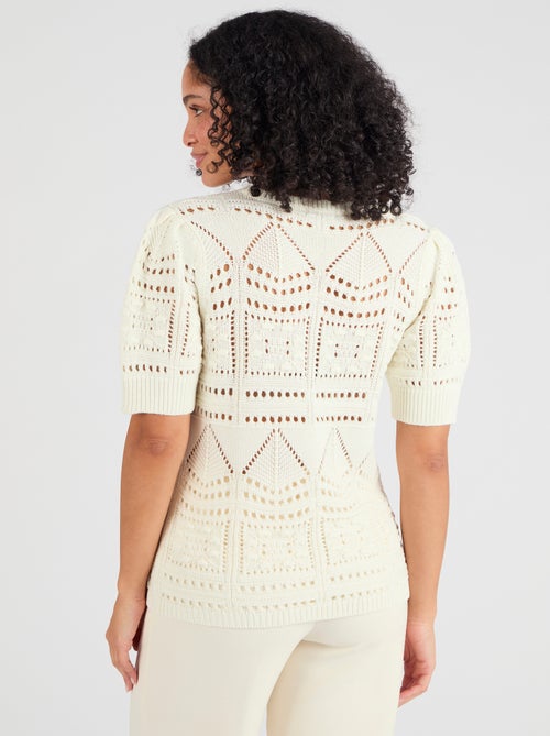 Pull maille ajourée effet crochet - Damart - Kiabi