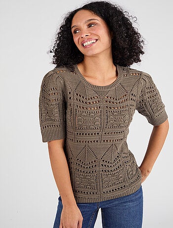 Pull maille ajourée effet crochet - Damart