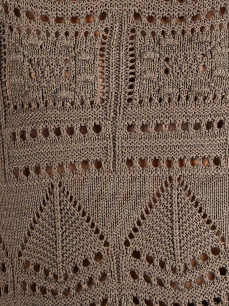 Pull maille ajourée effet crochet - Damart Taupe - Kiabi