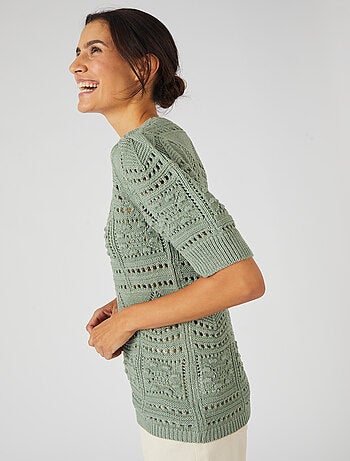Pull maille ajourée effet crochet - Damart