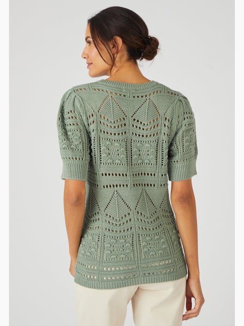 Pull maille ajourée effet crochet - Damart - Kiabi