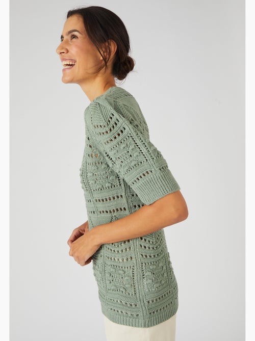 Pull maille ajourée effet crochet - Damart - Kiabi
