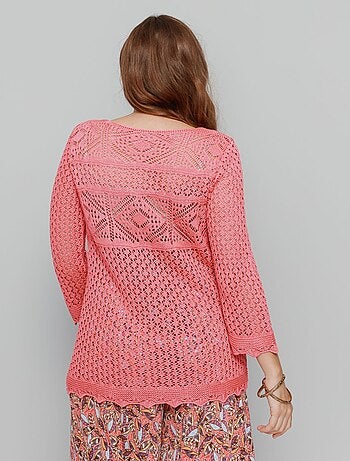 Pull maille ajourée effet crochet