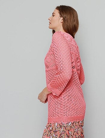 Pull maille ajourée effet crochet