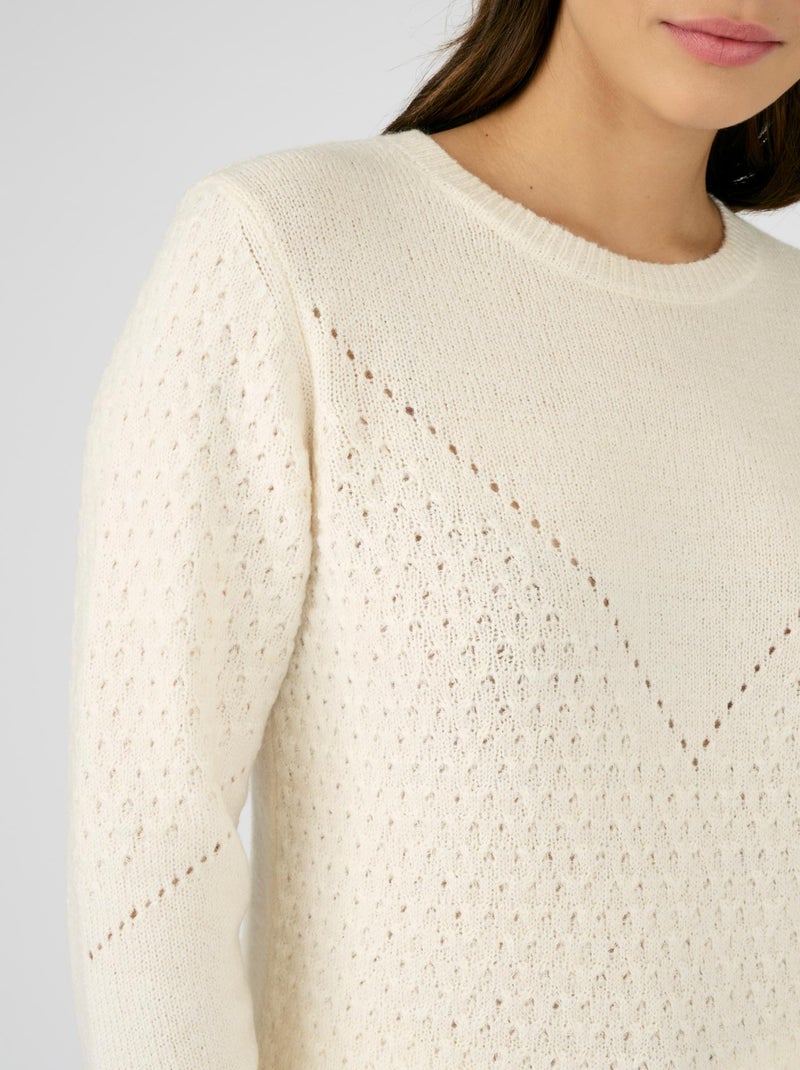 Pull maille ajourée et point fantaisie Thermolactyl - Damart Blanc Ecru Blanc - Kiabi