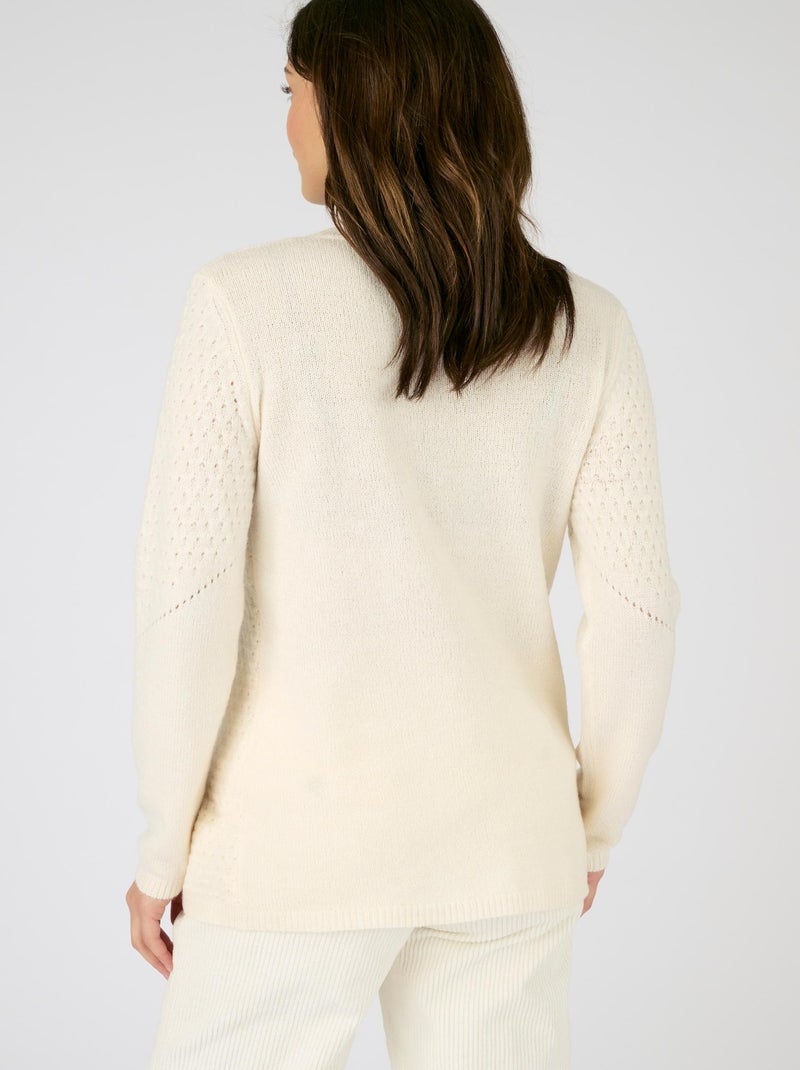 Pull maille ajourée et point fantaisie Thermolactyl - Damart Blanc Ecru Blanc - Kiabi