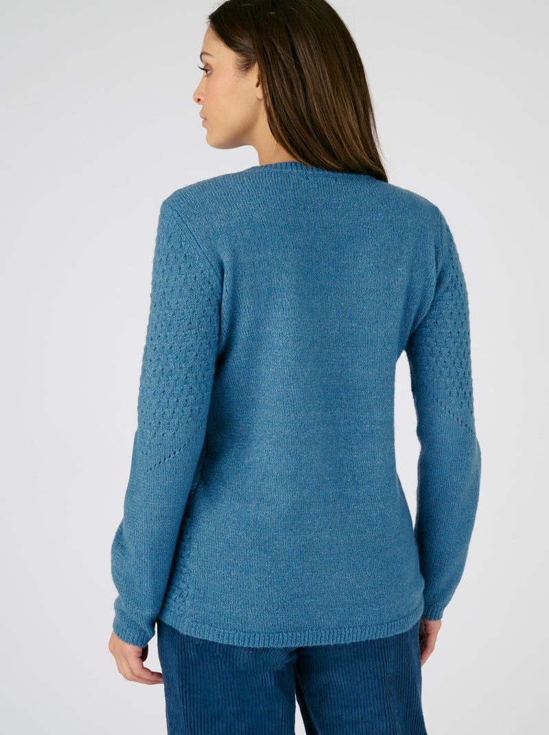 Pull maille ajourée et point fantaisie Thermolactyl - Damart Bleu gris - Kiabi
