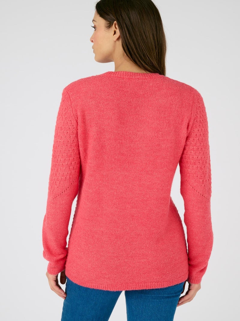 Pull maille ajourée et point fantaisie Thermolactyl - Damart Orange corail - Kiabi