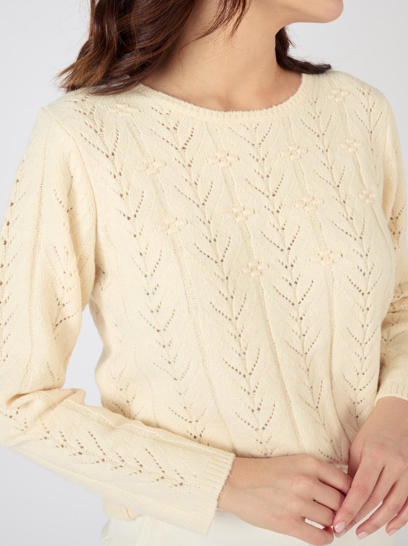Pull maille ajourée et reliéfée - Damart Beige - Kiabi