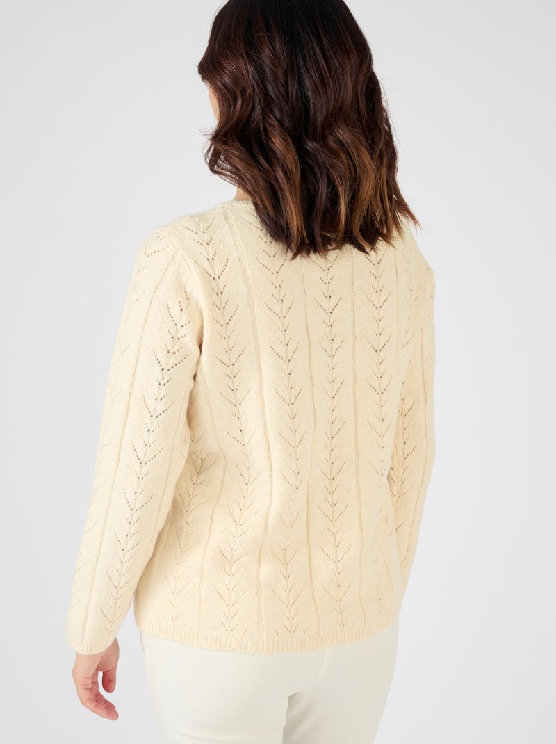 Pull maille ajourée et reliéfée - Damart Beige - Kiabi