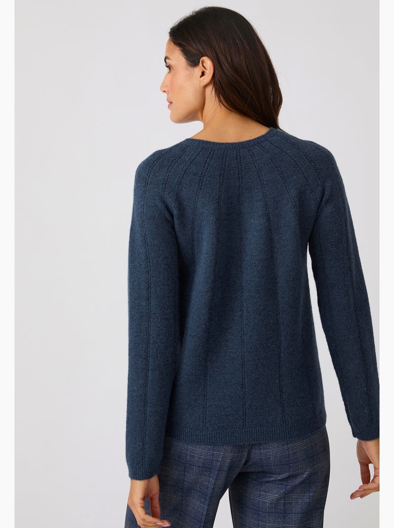 Pull maille ajourée et strass thermolactyl - damart Bleu marine - Kiabi